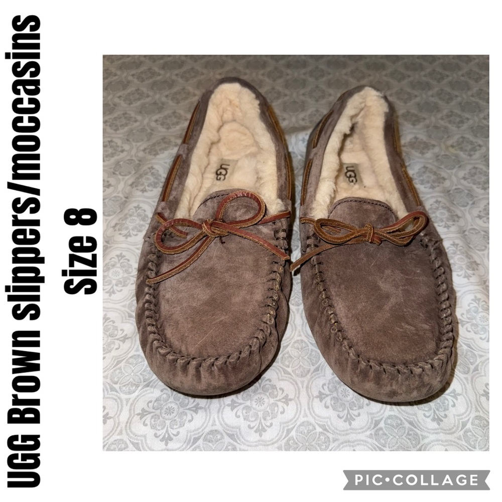 UGG Brown slippers/moccasins Size 8